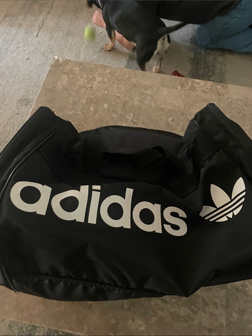 adidas Black and White Logo Gym Duffel
